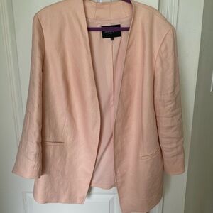 Lafayette 148 New York Soft Blush Pink Open-Front Blazer